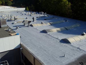Image - Roof renovation flat roof - renovated with PUR roof spray foam and liquid plastic PURELASTIK